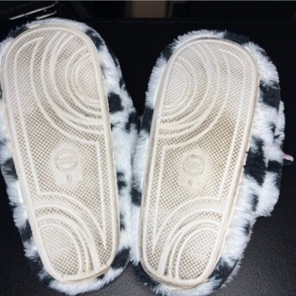 Wonder Nation Cozy Cow Plushie Slippers Black White Pink Holstein 3D Ears Horns - Picture 7 of 7